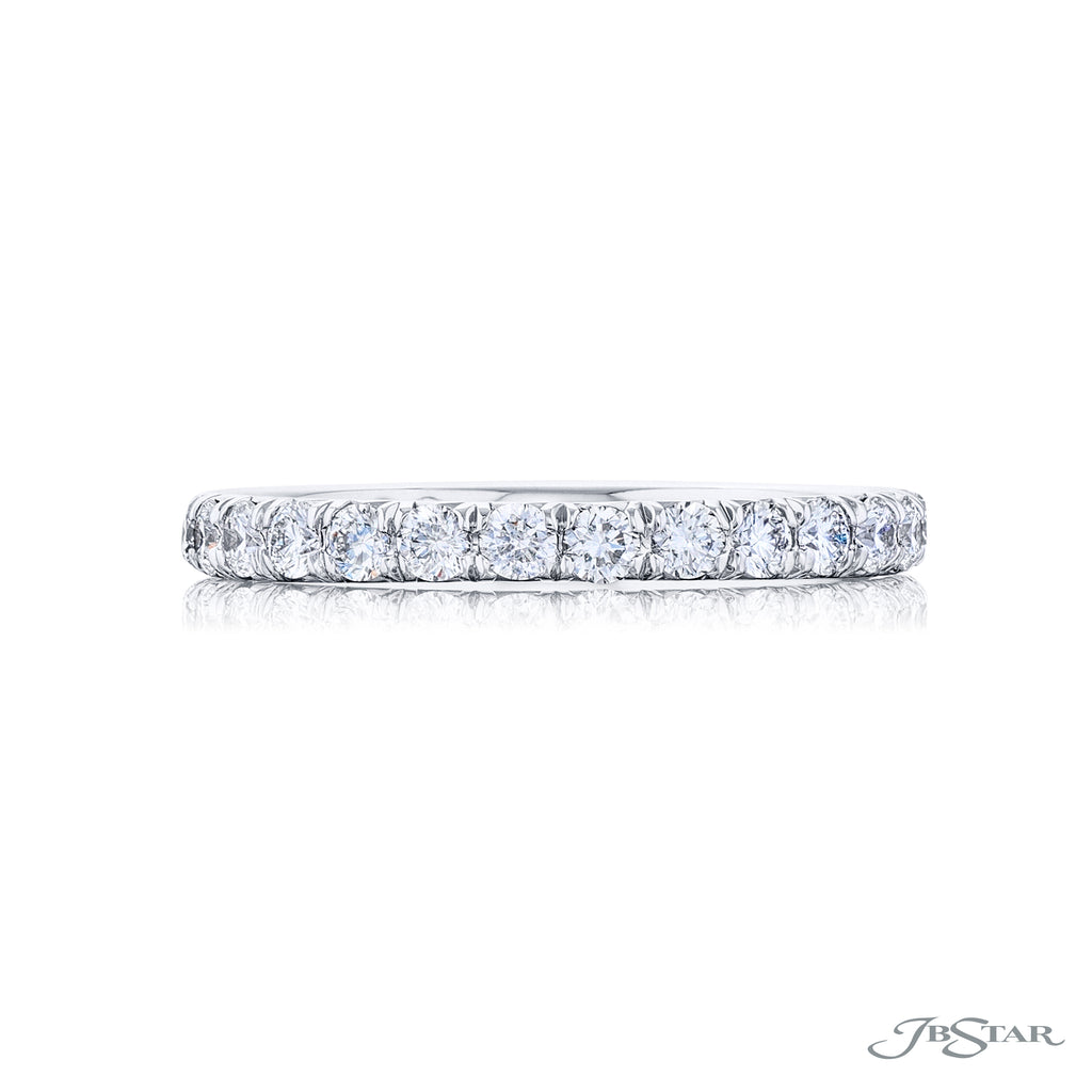 Lady's White Platinum Wedding Band With Round Diamonds