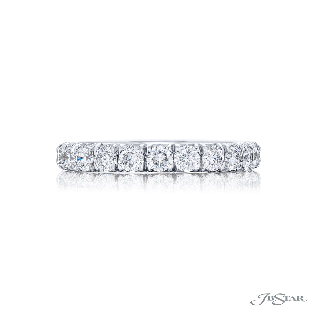 Lady's White Platinum Wedding Band With Diamonds