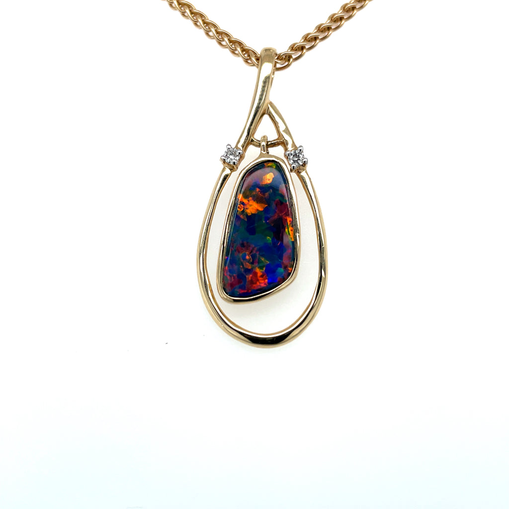 Lady's Yellow 14 Karat Pendant Opal Jewelry