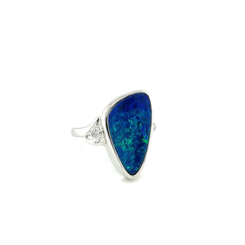 SPECIAL: 14KWG Boulder Opal Doublet Ring