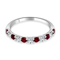 Imagine Bridal Round Ruby and Diamond Alternating Shared Prong Band