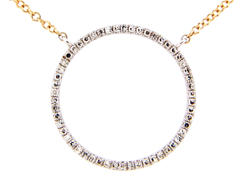 Lady's White 14 Karat Necklace Length 18 0.16tw Round Diamonds