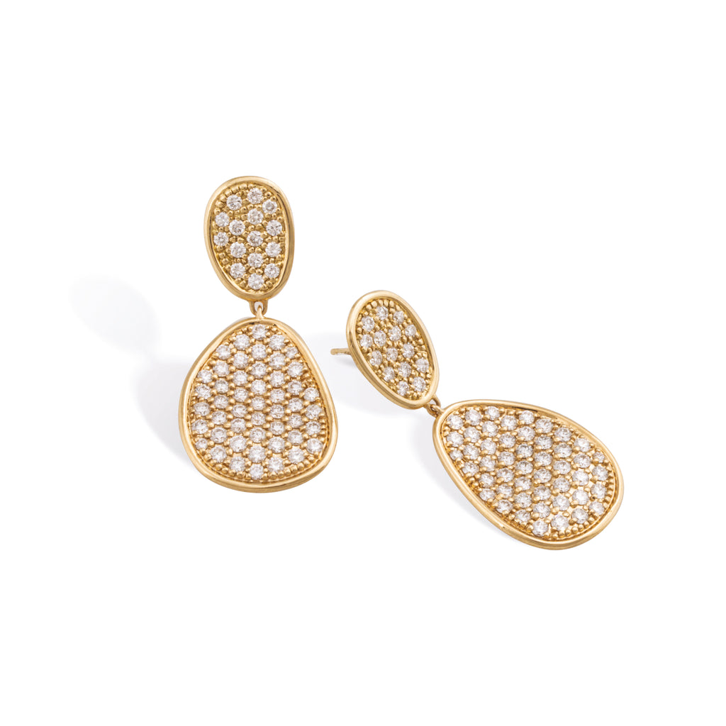 Lady's Yellow 18 Karat Pave Lunaria Earrings