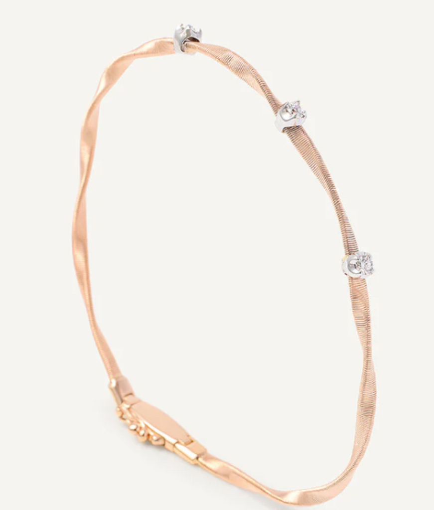 MARRAKECH  18K Rose Gold Twisted Coil Bracelet with Diamonds