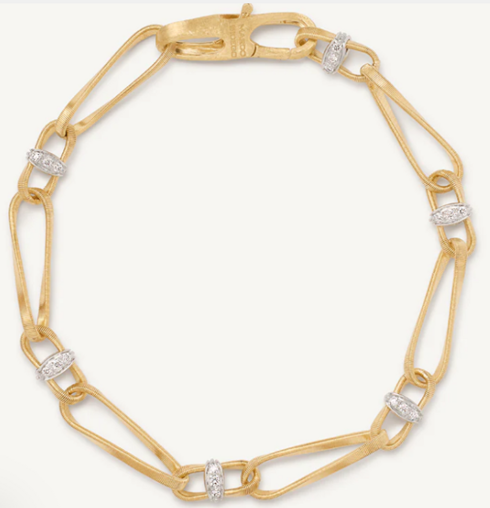 MARRAKECH ONDE  18K Yellow Gold Twisted Coil Link Bracelet With Diamonds