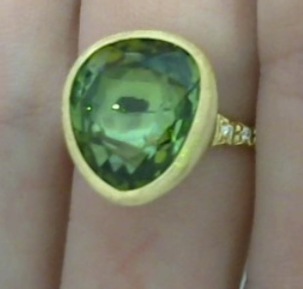 18K YG Ring with Green Tourmaline and Diamonds