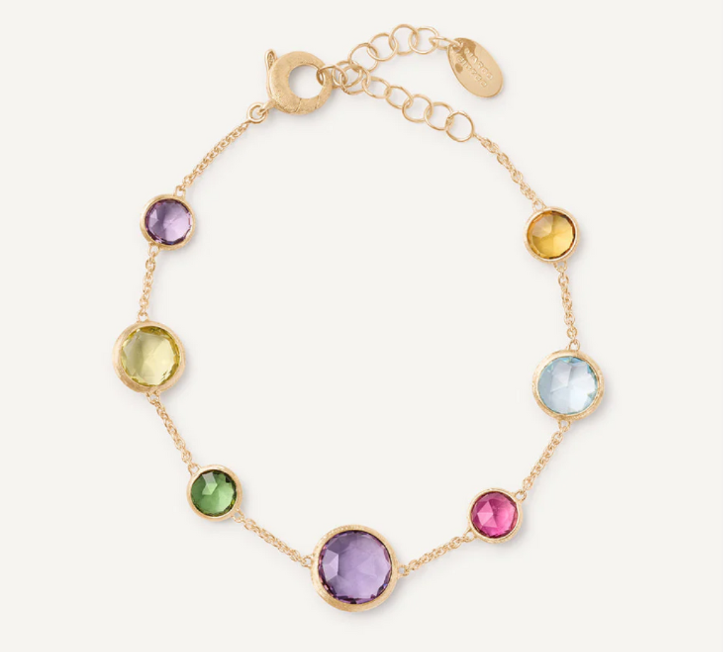 18K Yellow Gold Bracelet With Mixed Stone, Mixed Stone Sizes JAIPUR