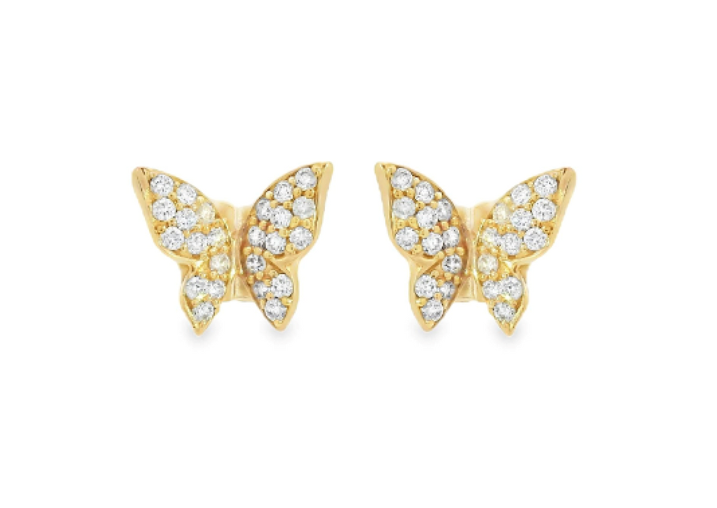 Lady's Rose 18 Karat Butterfly shaped earrings