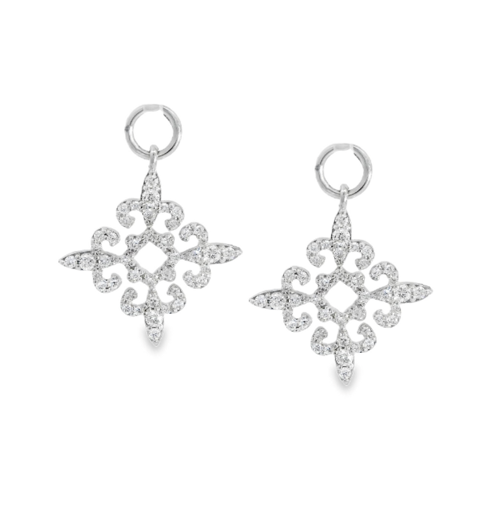 Lady's 18 Karat Drop Earrings With Round Diamonds