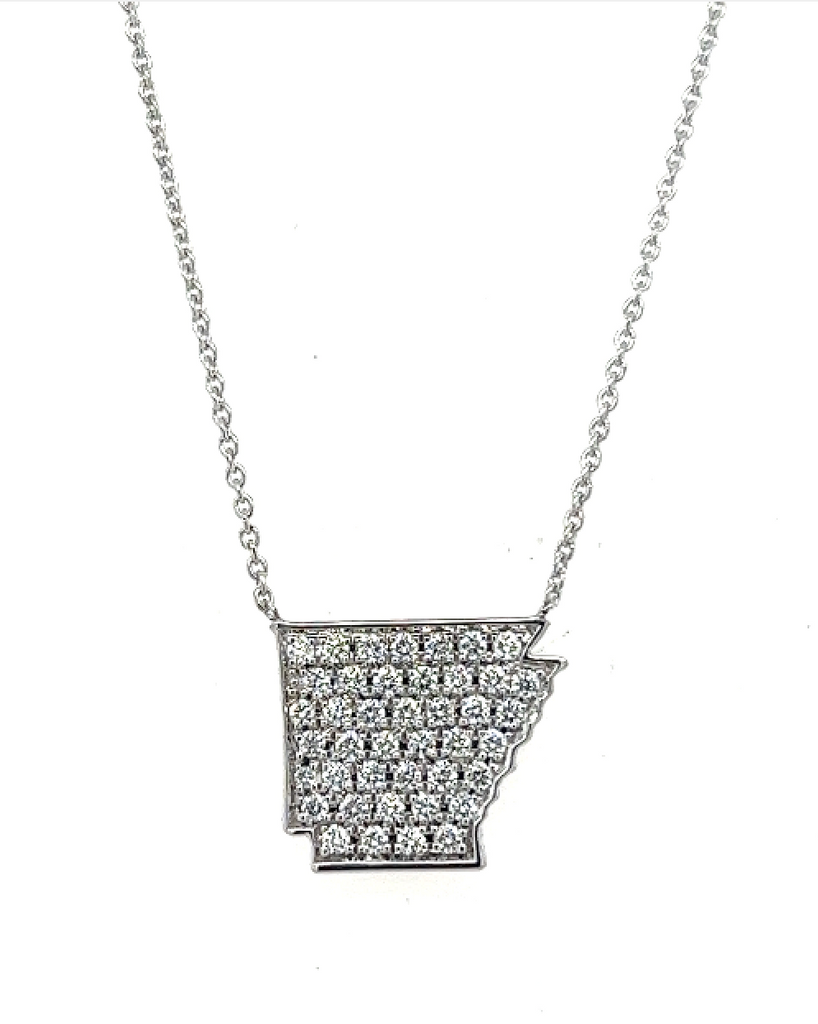 Lady's White 18 Karat Necklace Round Diamonds AR STATE