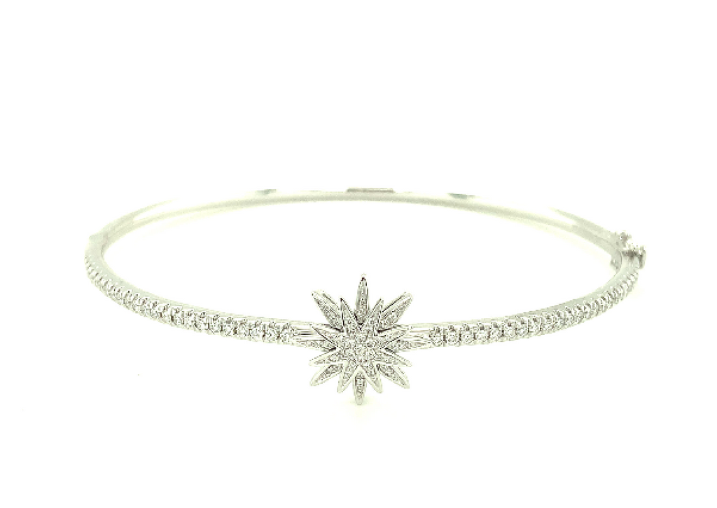 Lady's White 18 Karat North star Bangle Bracelet