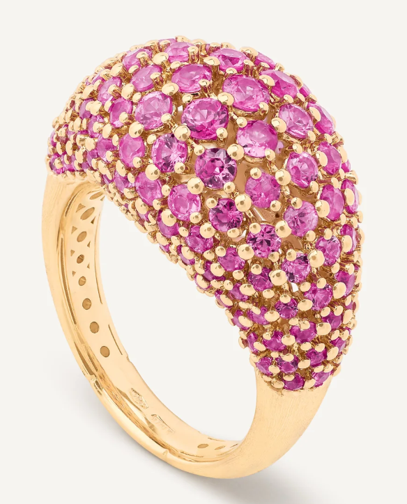 18K Yellow Gold Pink Sapphire Cocktail Ring