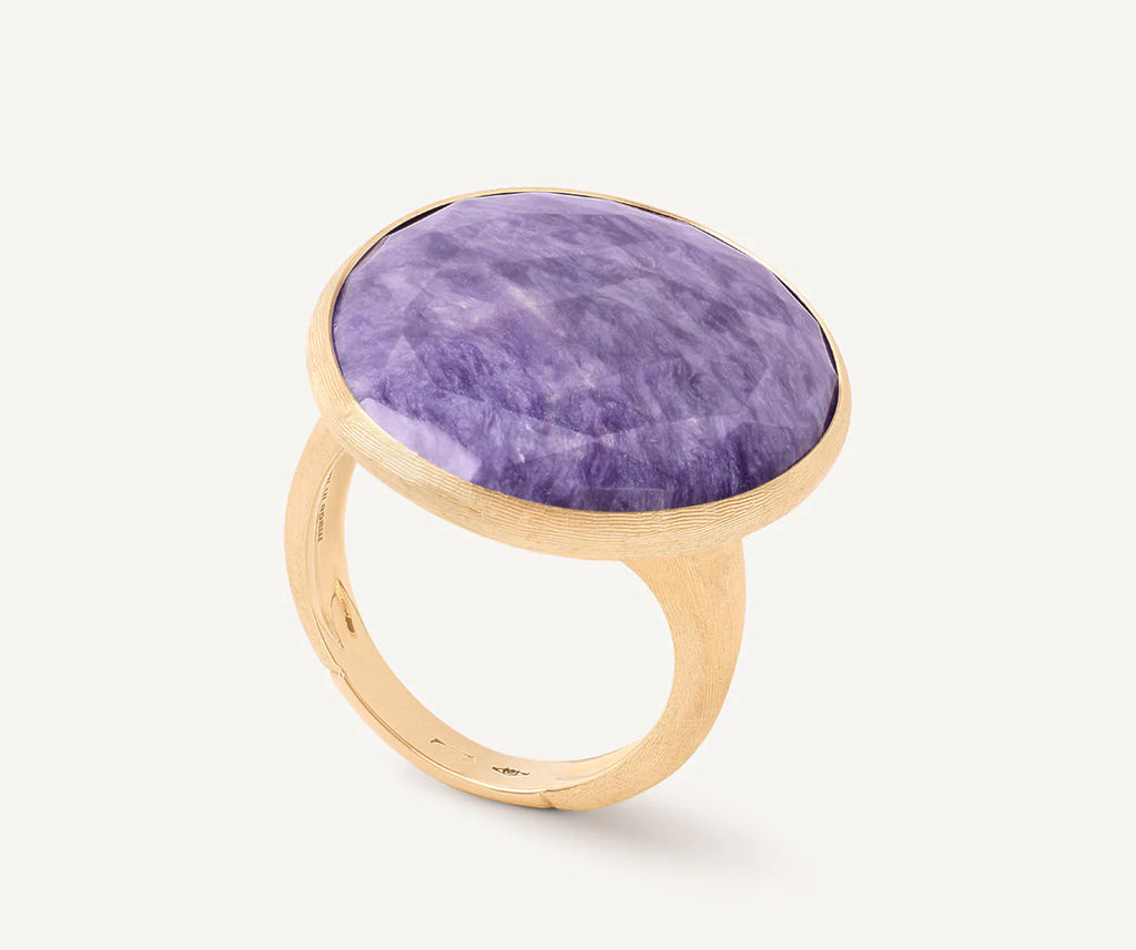 Lunaria Yellow Gold Cocktail Ring With Charoite