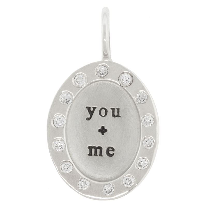 Heather B. Moore You + Me Wide Frame With Diamonds Oval Charm