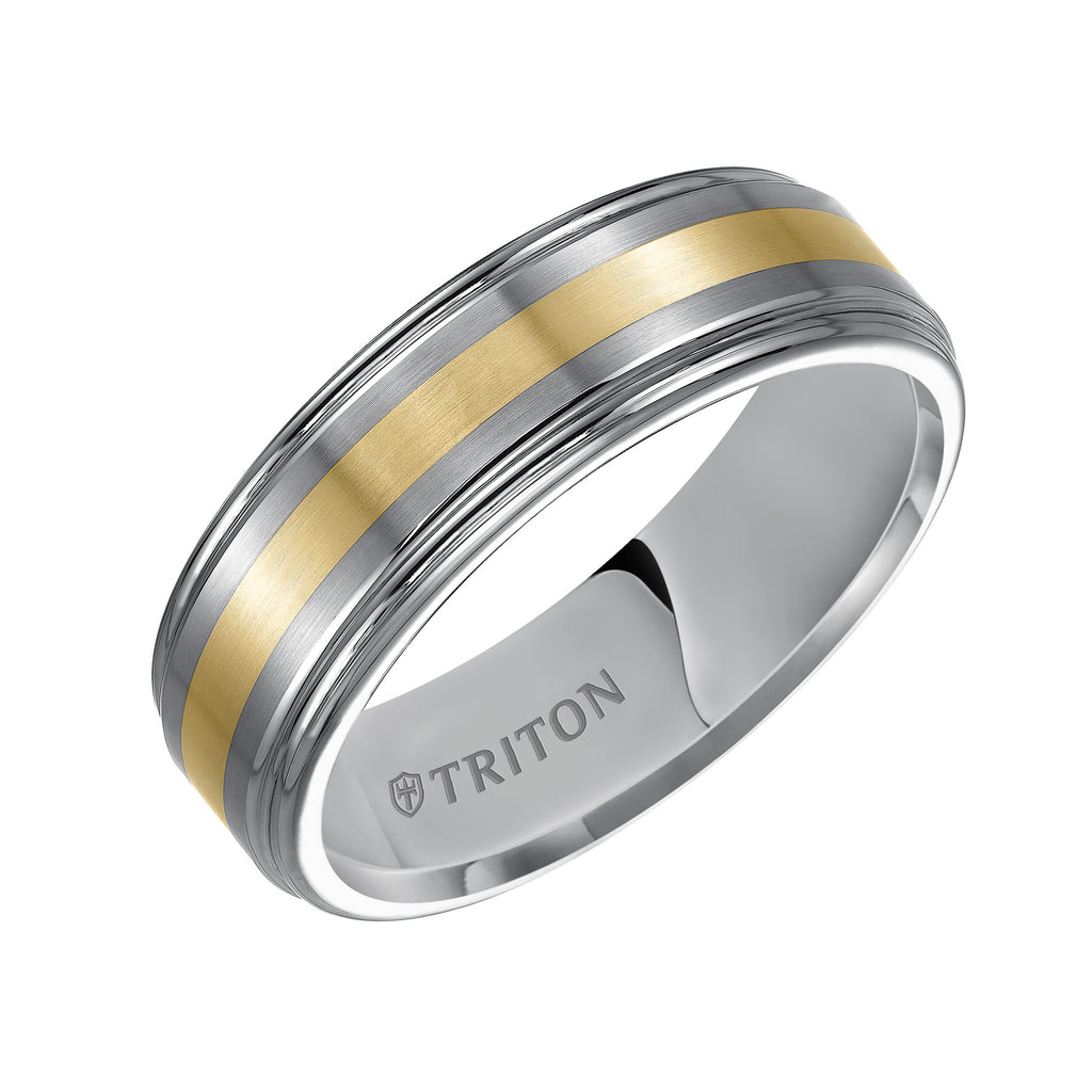 7mm Tungsten/Silver Wedding Band