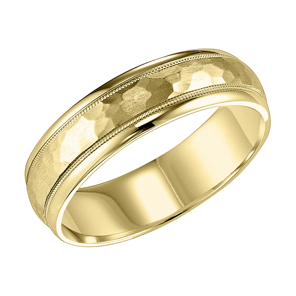 Gent's White 14 Karat Hammered Wedding Band Size 10