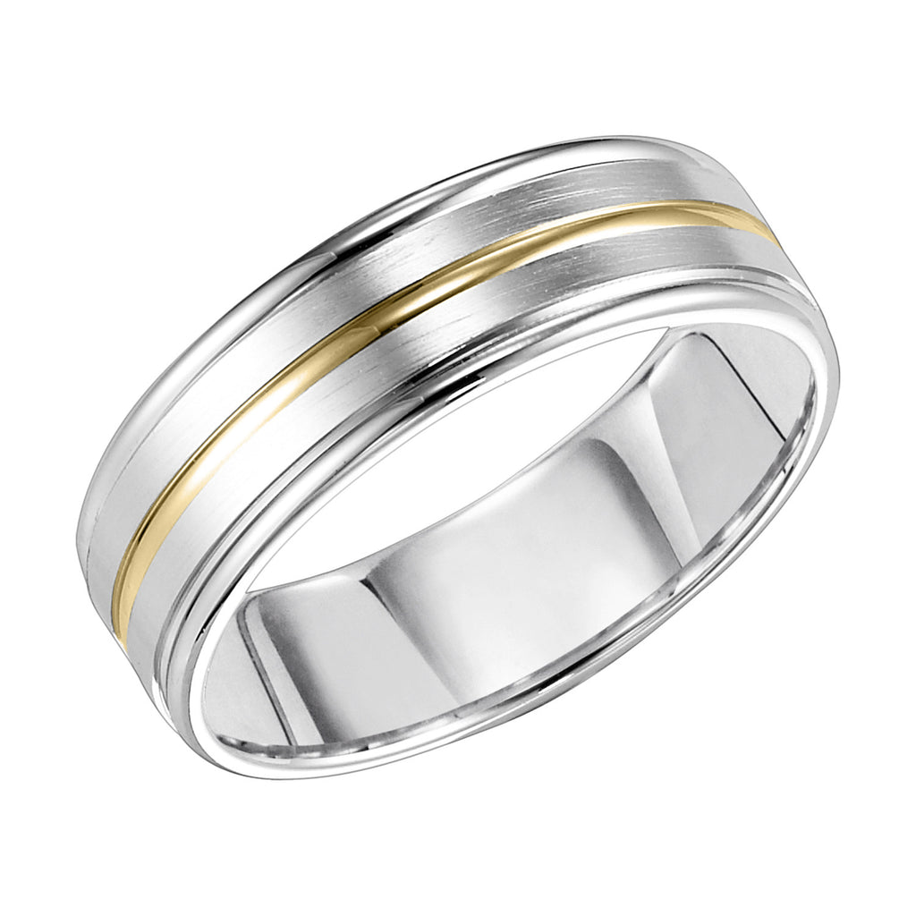 Gent's White Gold with Yellow Gold inlay 14 Karat Wedding Band