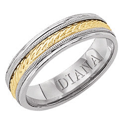 14K Tutone Fancy Wedding Band, 5mm