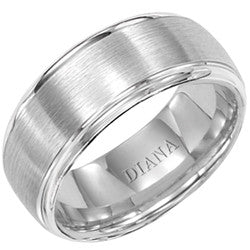 14K White Gold Engraved Ring 8.5mm Size 9.0