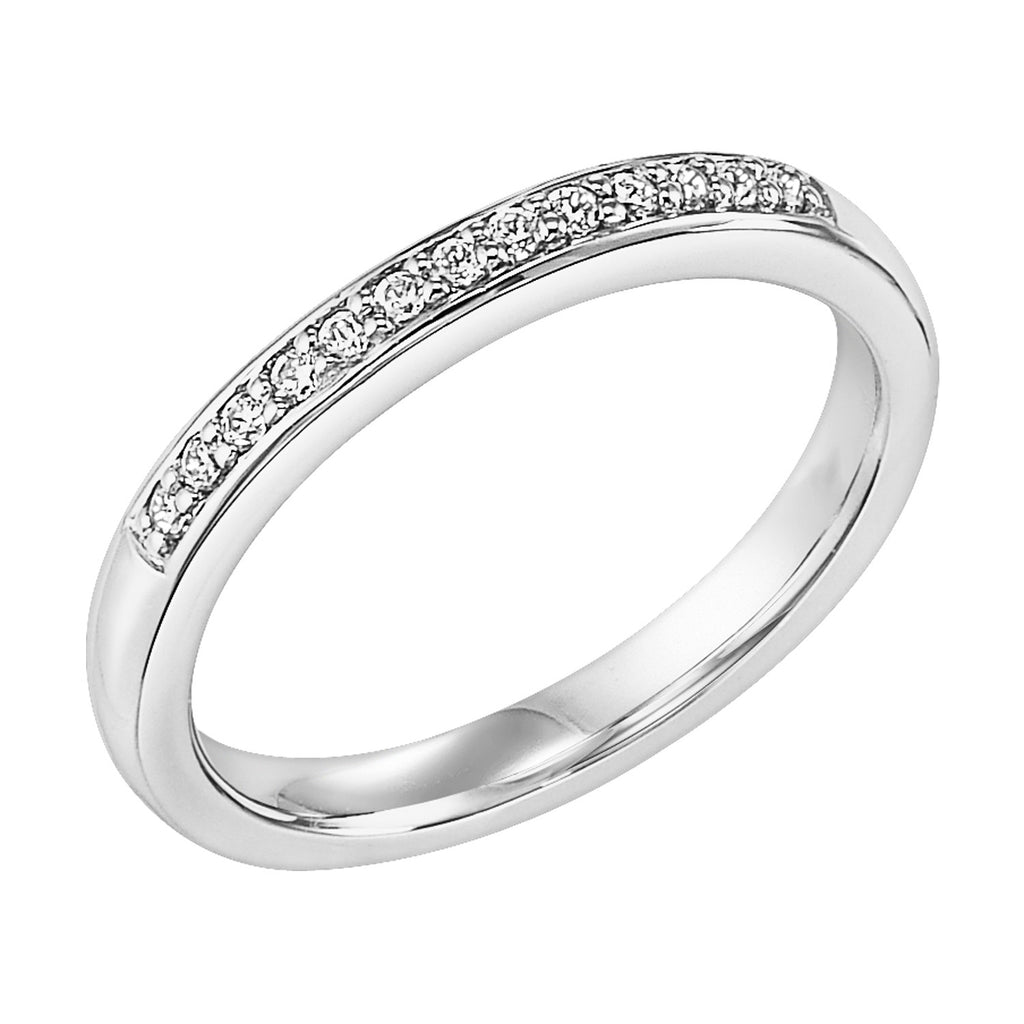 Lady's White 14 Karat Wedding Band With 0.12tw Round Diamonds