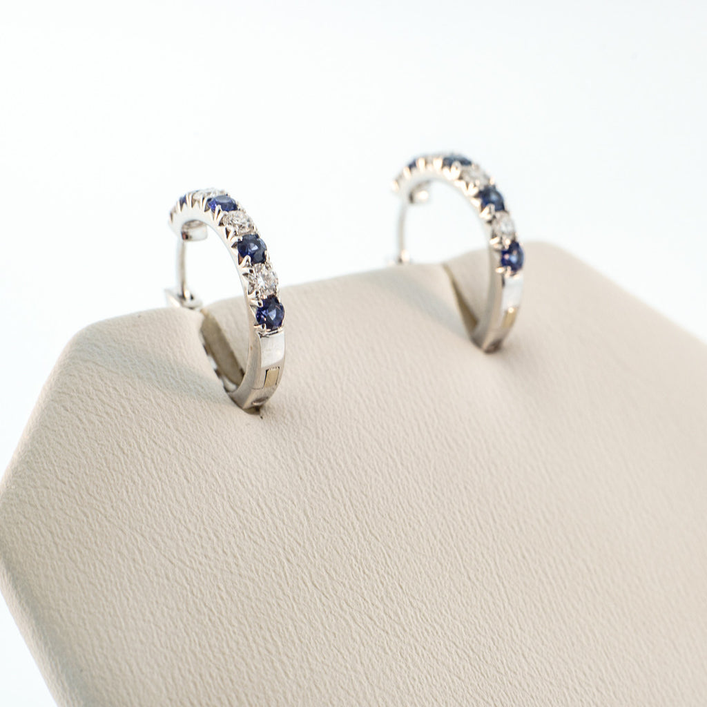 Sapphire and Diamond Hoop Earrings