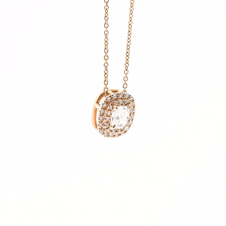 Cushion Diamond Pendant with Diamond Halo