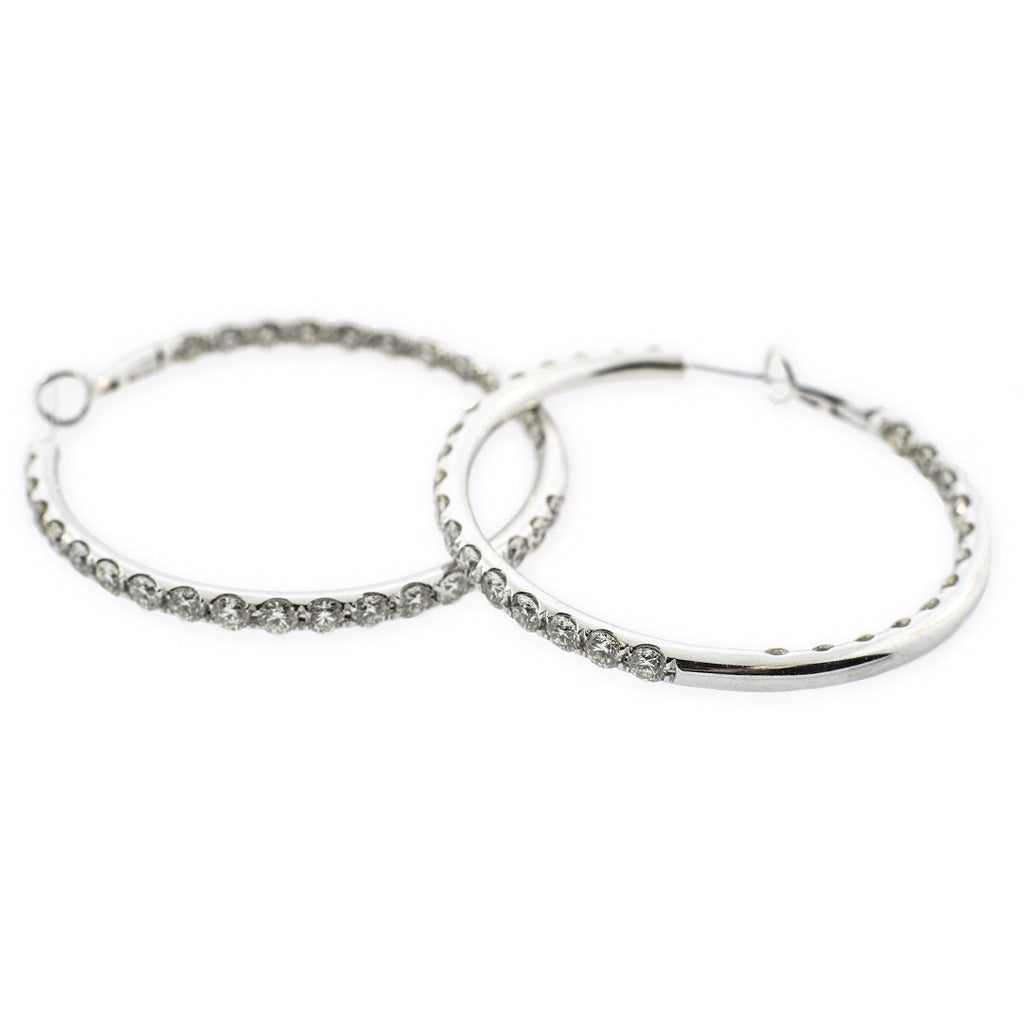 White Gold Diamond Hoop Earrings