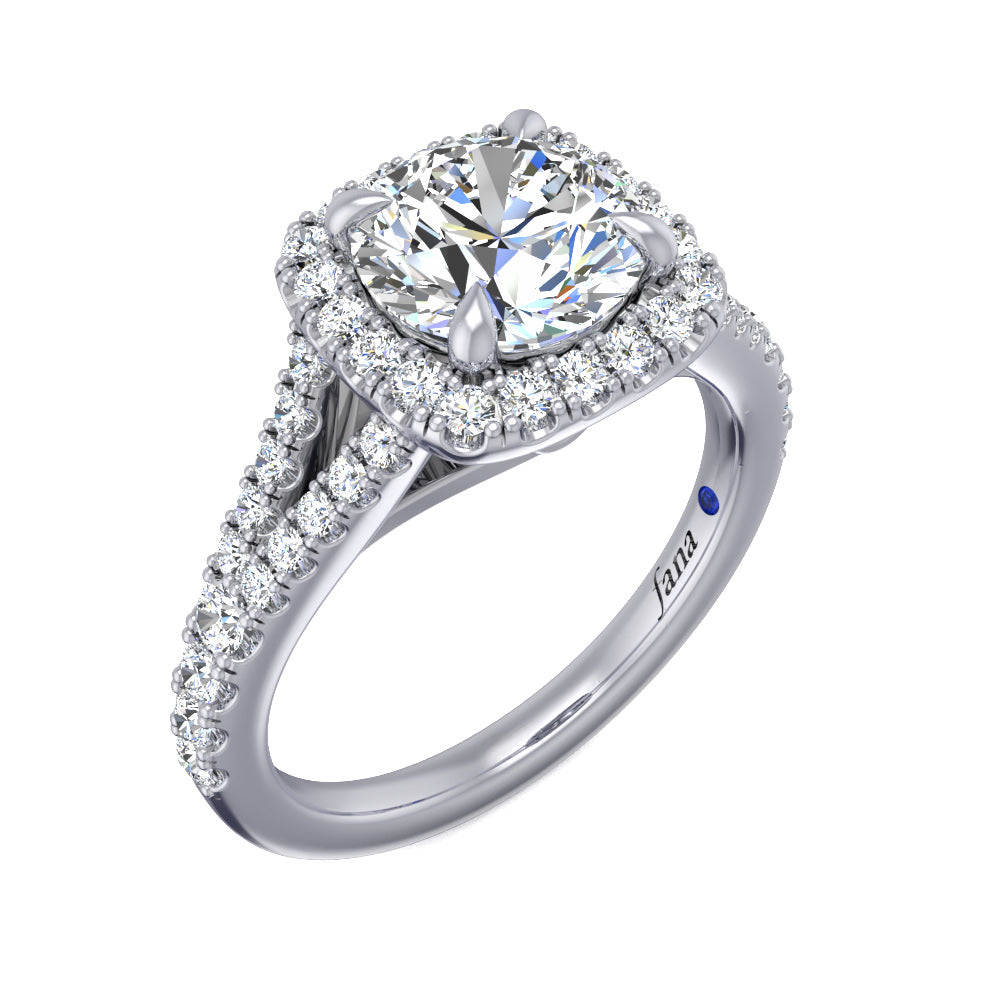 Fana Split Shank Halo Engagement Ring