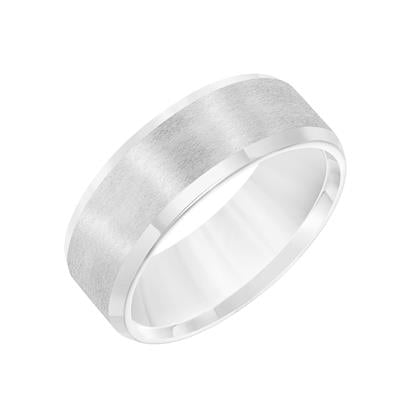 Gents Flat Bevel Edge Carved Wedding Band