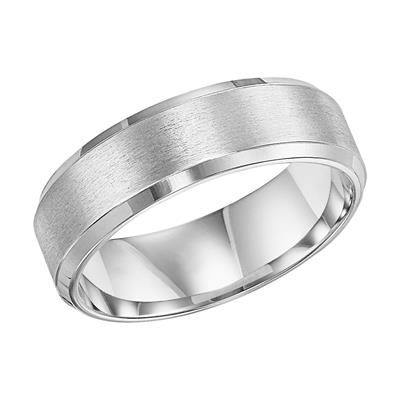 Gents Flat Bevel Edge Carved Wedding Band