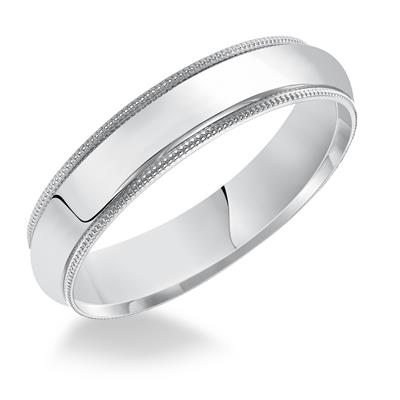 Gents Low Dome Milgrain Plain Wedding Band